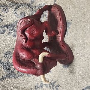 Vintage 50s Devonware Chalkware Red Bull Statuette Figurine, Spanish Holyday Fig